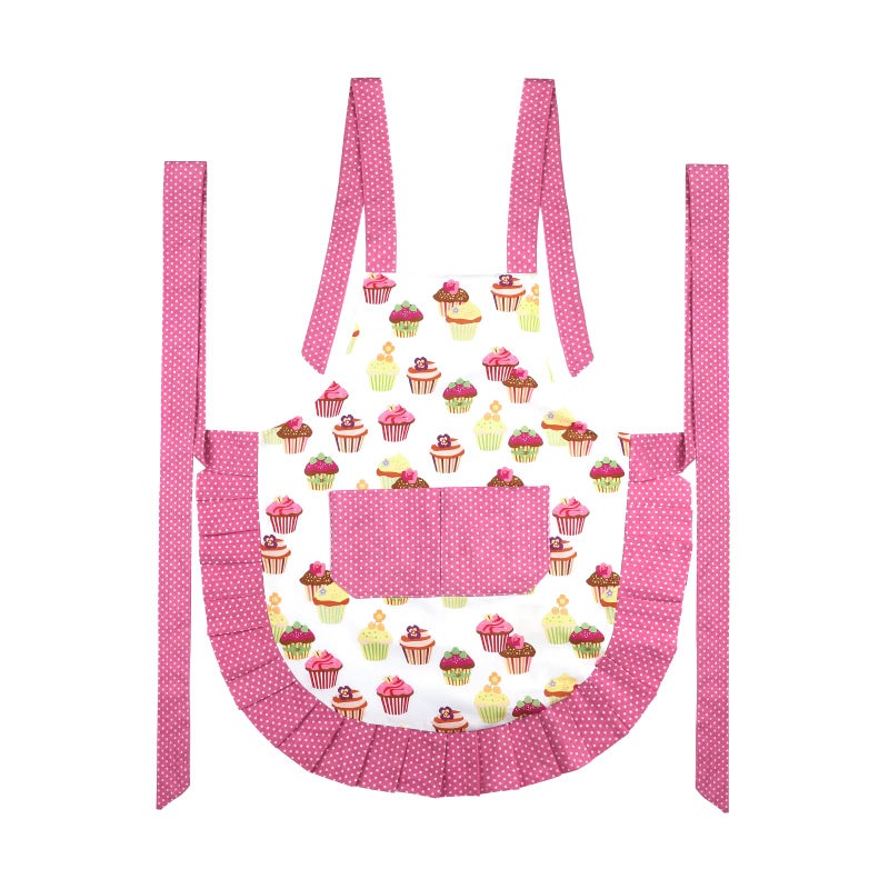 G2PLUS Kid Aprons, Toddler Apron with Pocket, Cupcake Child Apron for Christmas, Cooking, Baking, Gardening (Pink) - Image 4